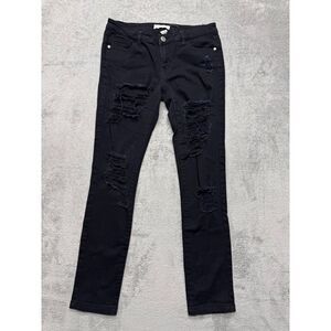Blue Asphalt Skinny Roll Cuff Jeans Womens 7/28 Black Distressed